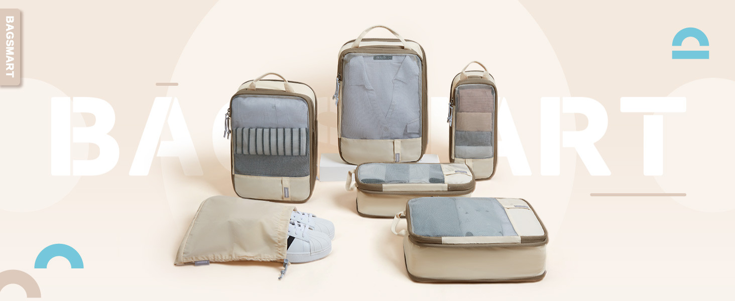 Compression Packing Cubes for Suitcases, BAGSMART 6 Set/4 Set/2 Set Travel Organizer Cubes for Tr... | Amazon (US)