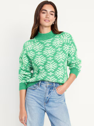 Holiday Print Mock-Neck Sweater | Old Navy (US)