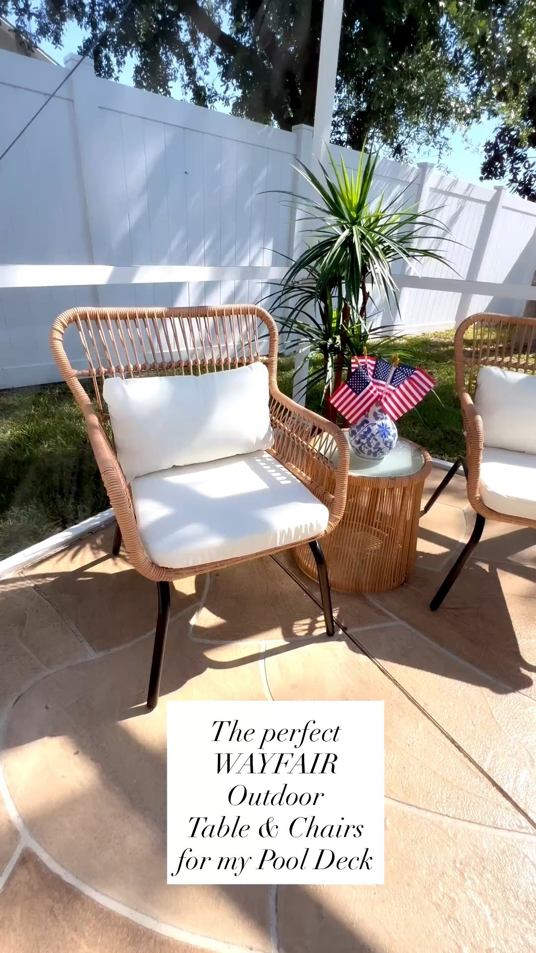 🙌🏼WAYFAIR OUTDOOR PATIO FURNITURE: #ad Looking to refresh your space or add extra seating options to your patio this spring and summer? #wayfair #wayfairfurniture @Wayfair 
  


🙌🏼This outdoor wicker 3-piece bistro set includes 2 patio chairs and a matching table with a tempered glass top. All-weather patio conversation set made from rust and water-resistant pe rattan and powder-coated steel. Outdoor wicker patio furniture set with table & cushions offers you a quiet, cozy space outdoors. Outdoor rattan patio sectional furniture set for any garden, patio, front porch, backyard, pool, or deck. Color: Beige/Yellow

Features:
👉🏼Powder-coated steel frames and PE wicker are rustproof and weather-resistant for long-term use
👉🏼Each seat holds up to 330 lbs; table supports up to 90 lbs
👉🏼Anti-slip foot pads protect floors and add stability
👉🏼Thick sponge cushions offer comfort and support
👉🏼Zippered covers are easy to remove and clean
👉🏼Extended backrest provides full back support
👉🏼Round tempered glass table resists spills and is easy to clean

🙌🏼All three pieces come as a set under $250.

#wayfairhome #wayfairfinds #pooldeck #patio #patiofurniture

#LTKHome #LTKSwim #LTKSeasonal