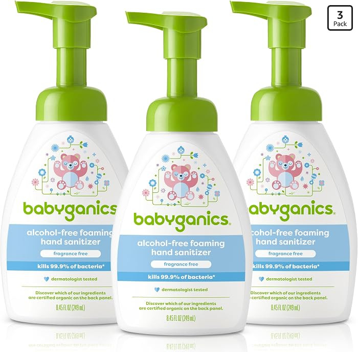 Babyganics Alcohol-Free Foaming Hand Sanitizer, Pump Bottle, Fragrance Free, 8.45 oz, 3 Pack | Amazon (US)