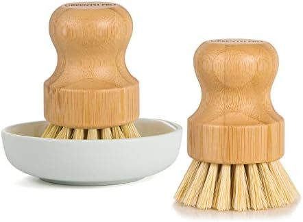 GREENTH PRO Bamboo Dish Brush-2 Pack Eco Friendly Sisal Scrubber Brush with Ceramics Holder-Woode... | Amazon (US)