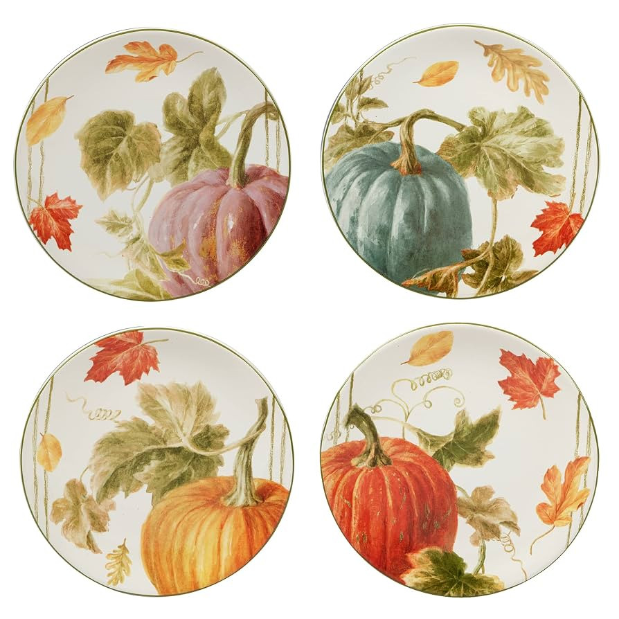 Certified International Autumn Harvest 9" Salad/Dessert Plates, Multicolor, Medium, Set of 4 | Amazon (US)