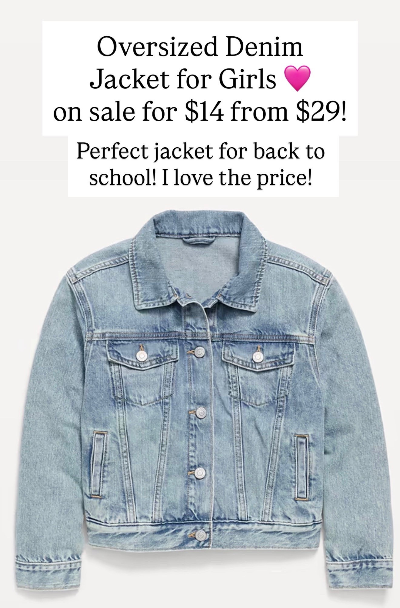 Oversized denim jacket for girls

#LTKKids #LTKSaleAlert