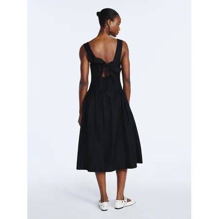 Scoop Women’s Cotton Maxi Dress with Bow Back Sizes XS-4X | Walmart (US)