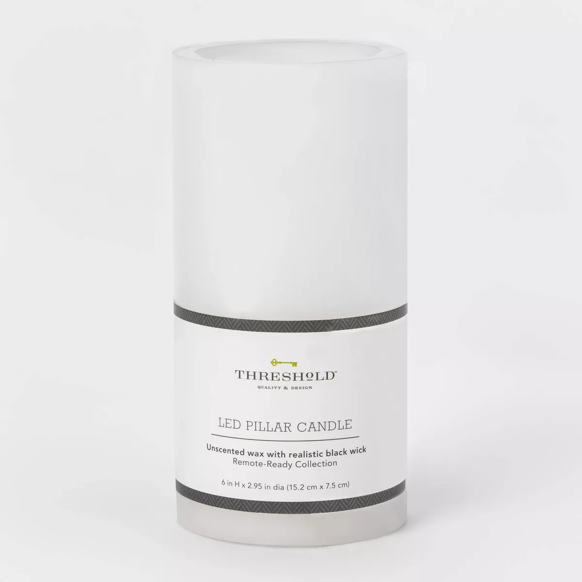 6" x 3" LED Flameless Black Wick Candle White - Threshold™: Realistic Faux Pillar, Wax Exterior... | Target