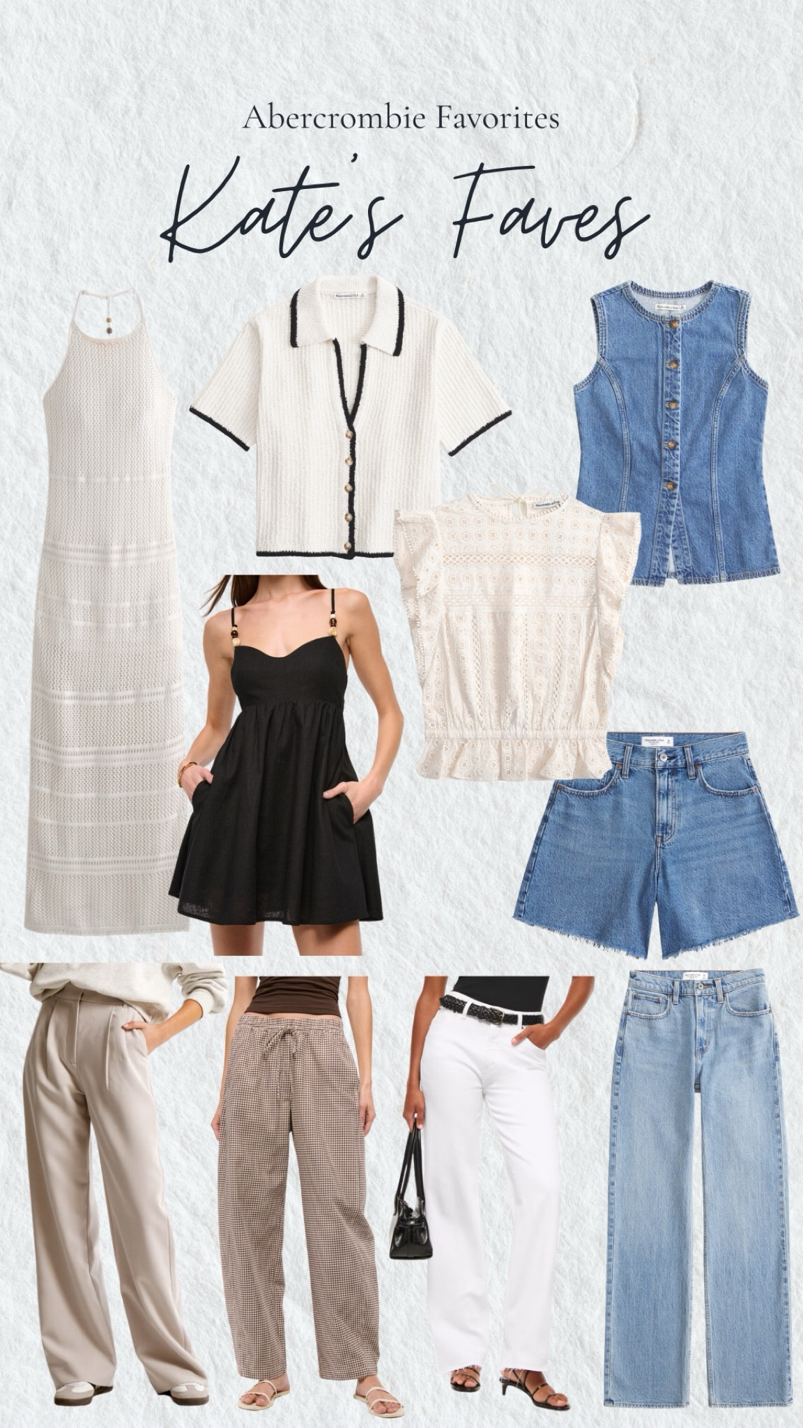 I love Abercrombie and these are my holy grail items. Jeans in shade “medium” and “white with raw hem”