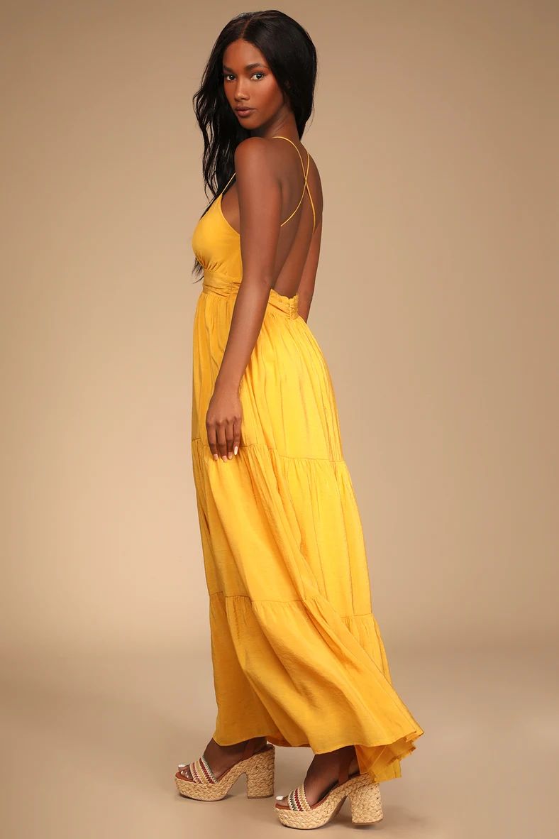 Sun Worshipper Mustard Yellow Tiered Sleeveless Maxi Dress | Lulus (US)