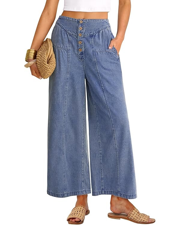 ANRABESS Womens Wide Leg Barrel Jeans 2026 Spring Baggy High Waisted Trendy Cropped Denim Pants w... | Amazon (US)