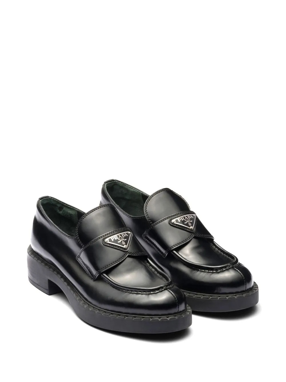 Prada Loafer Mit Logo-Schild - Farfetch | Farfetch Global