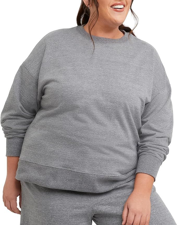 Hanes womens Originals French Terry Sweatshirt, Lightweight Fleece Pullover Sweatshirt, Available... | Amazon (US)