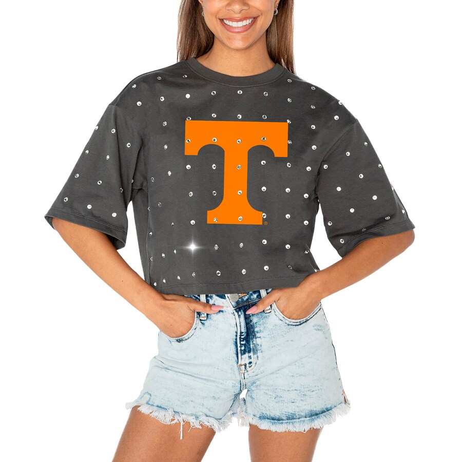 Tennessee Volunteers Gameday Couture Women's Go Time Rhinestone Crop T-Shirt - Gray | Fanatics