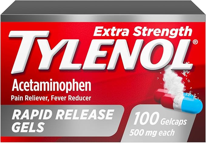 Tylenol Extra Strength Acetaminophen Rapid Release Gels, Extra Strength Pain Reliever & Fever Red... | Amazon (US)