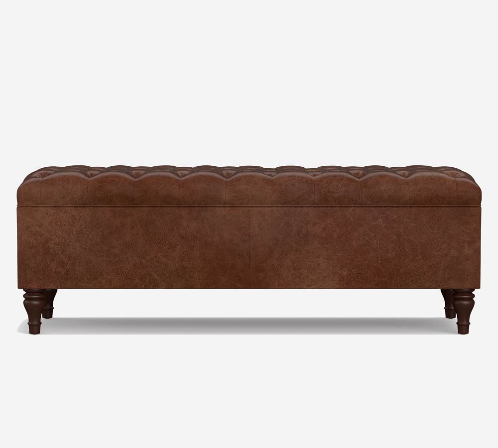 Lorraine Tufted Leather Queen Storage Bench | Pottery Barn (US)
