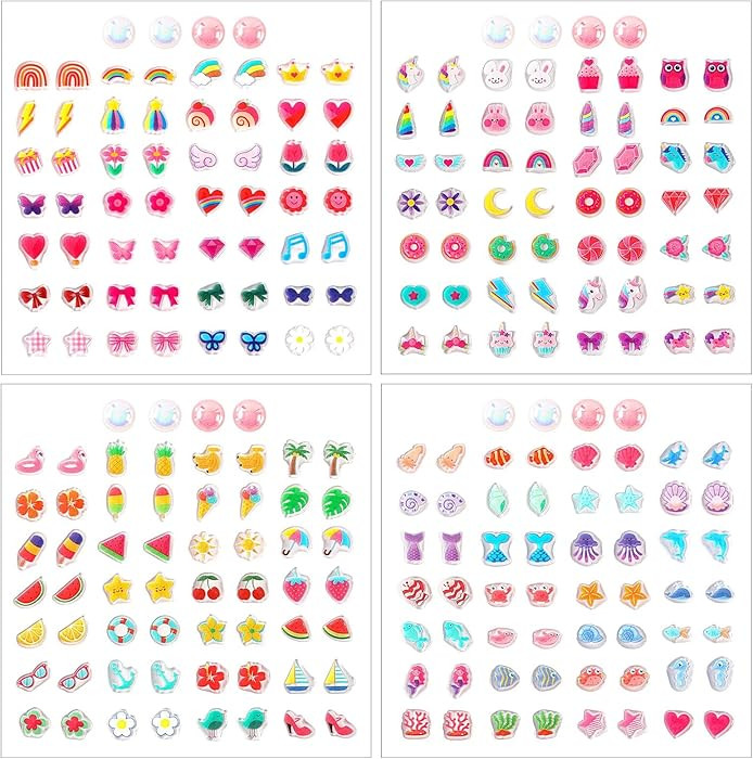 AUGSUN 240 Piece Sticker Earrings Stick on Earring for 3D Glitter Gems Stickers Self-Adhesive Sti... | Amazon (US)