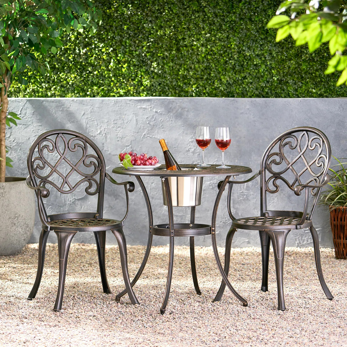 Chestnut Street 3 Piece Bistro Set Outdoor Table And Chairs Outdoor Dining Set Patio Bistro Set | Wayfair North America