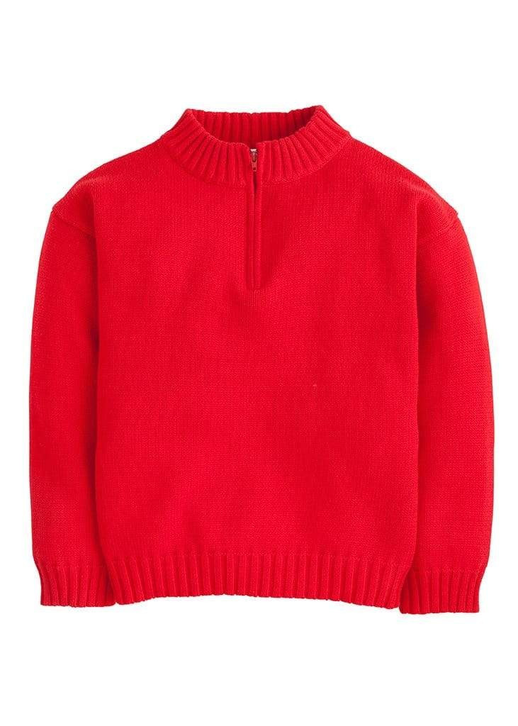 Quarter Zip Sweater - Red | Little English