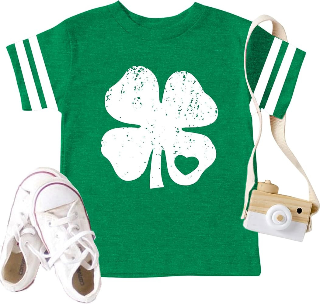 Toddler St. Patrick Day Green Shamrock Shirt Boys Girls Clover Vintage Tee Top Four Leaf Causal S... | Amazon (US)