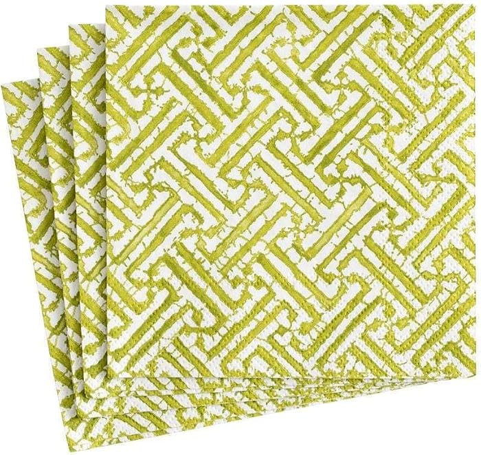 Caspari Fretwork Paper Cocktail Napkins in Moss Green - 20 Per Package | Amazon (US)