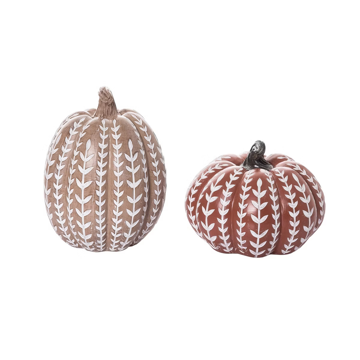 Transpac Resin Pumpkin with Whitewash Pattern Set of 2 Fall/Harvest Home Decorations | Target
