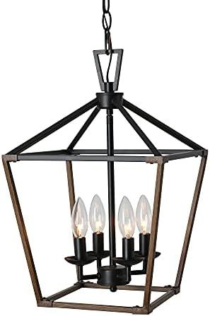 4-Light Rustic Chandelier Lantern Pendant Light for Kitchen Island Dining Room Entryway Foyer Far... | Amazon (US)