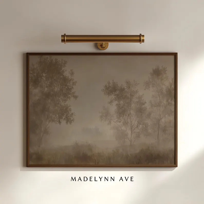 Homeward – Neutral Fall Landscape Unframed Art Print, Earthy Cottage Flow Wall Art for Rustic M... | Etsy (US)