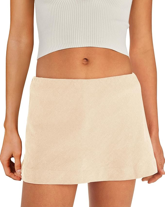 SENSERISE Womens Cotton Linen Skorts Mini Skirt with Shorts Underneath Short A Line Skirts Summer... | Amazon (US)