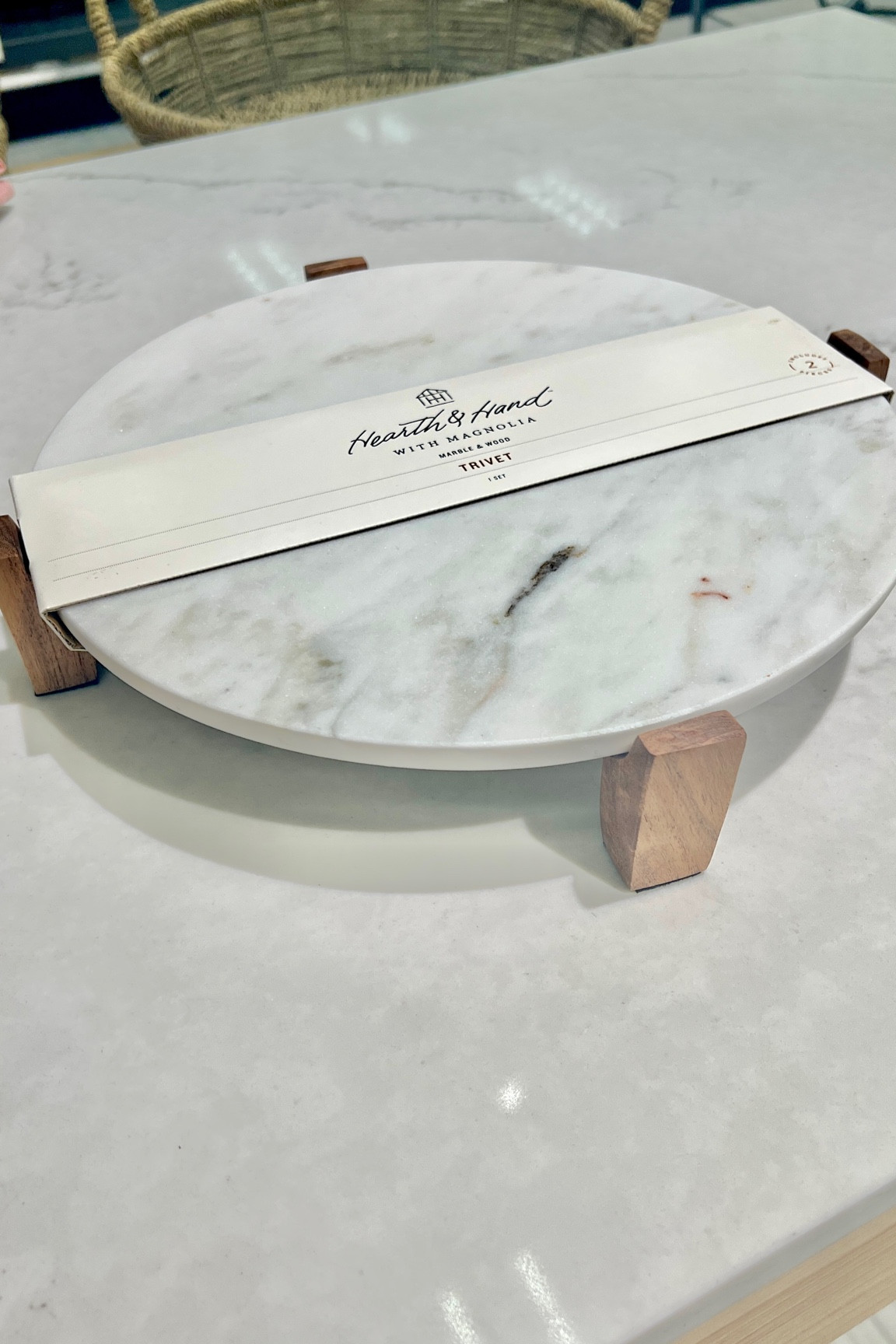 12.5" Marble & Wood Footed Trivet White/Gray - Hearth & Hand™ with Magnolia

#LTKhome #LTKFind #LTKunder50