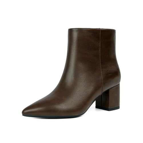 Easyfox Ankle Boots for Women Chunky Low Heel Short Boots, Retro Brown, 9.5 | Amazon (US)
