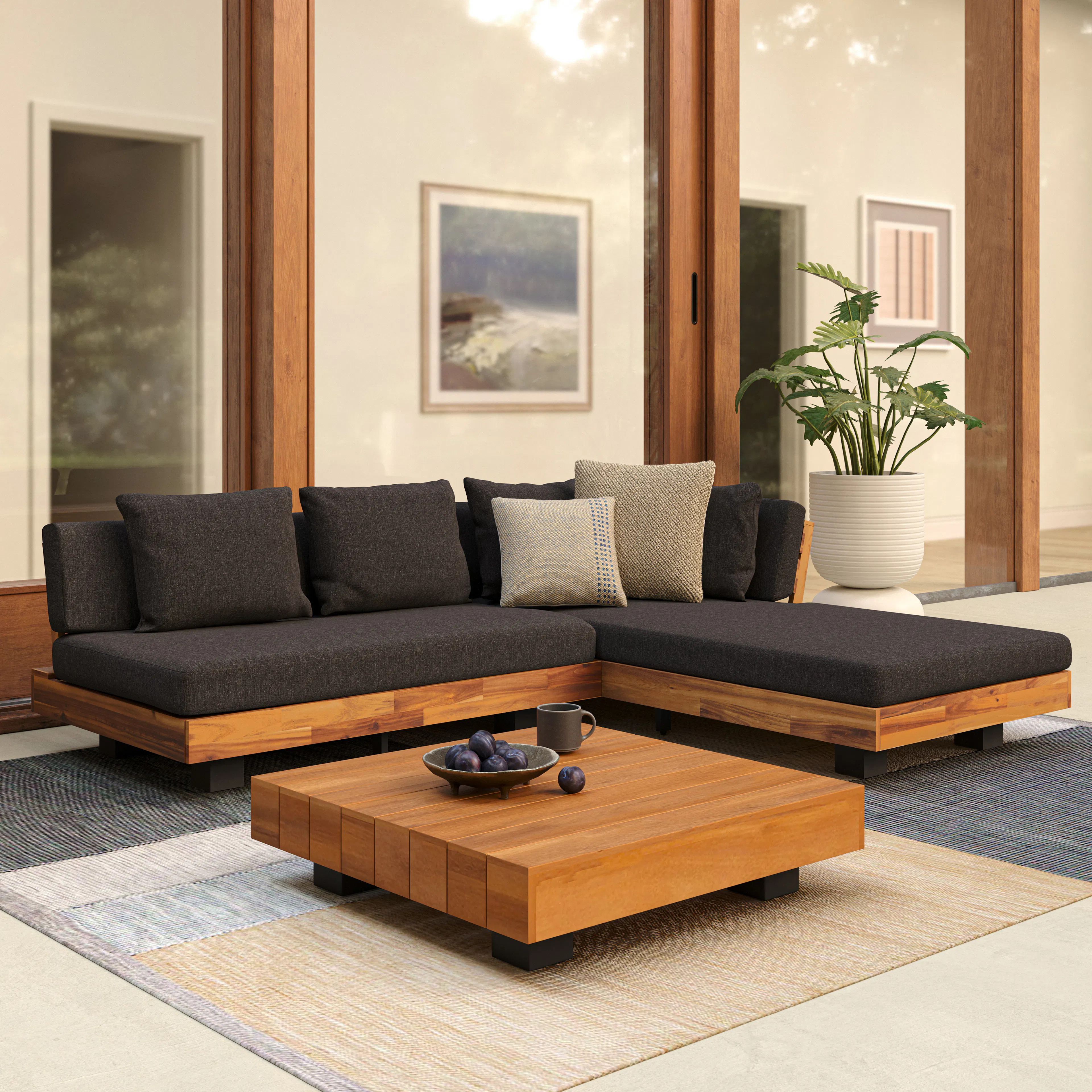 Lubek 82.5" Outdoor Low Right Sectional Set - Slate Gray | Article