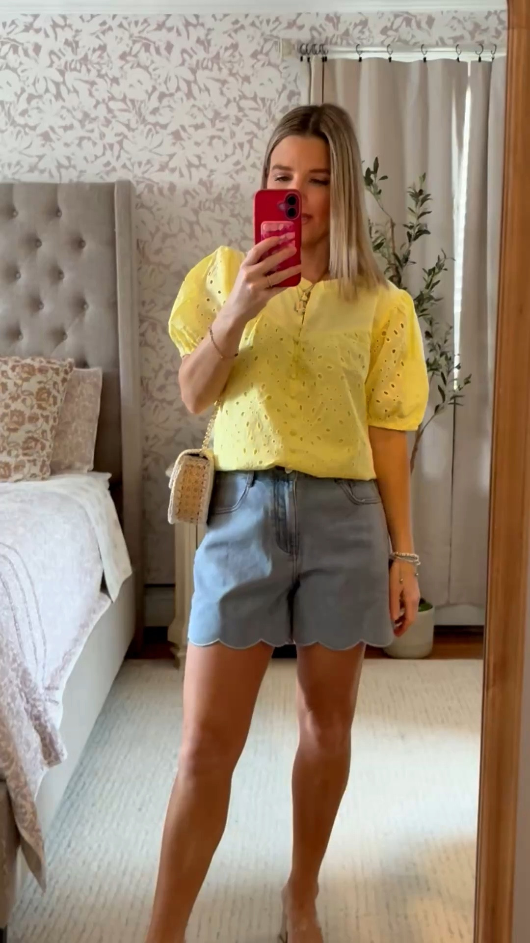 Scalloped denim shorts and butter yellow eyelet top! 

#LTKPetite #LTKootd #LTKSaleAlert