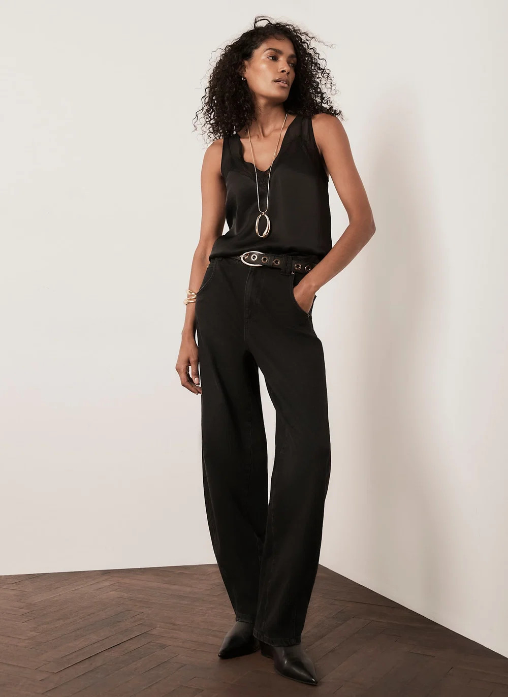 Black Satin Lace Camisole Top | Mint Velvet