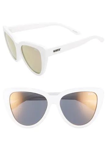 Women's Quay Australia Stray Cat 58Mm Mirrored Cat Eye Sunglasses - White/ Gold | Nordstrom