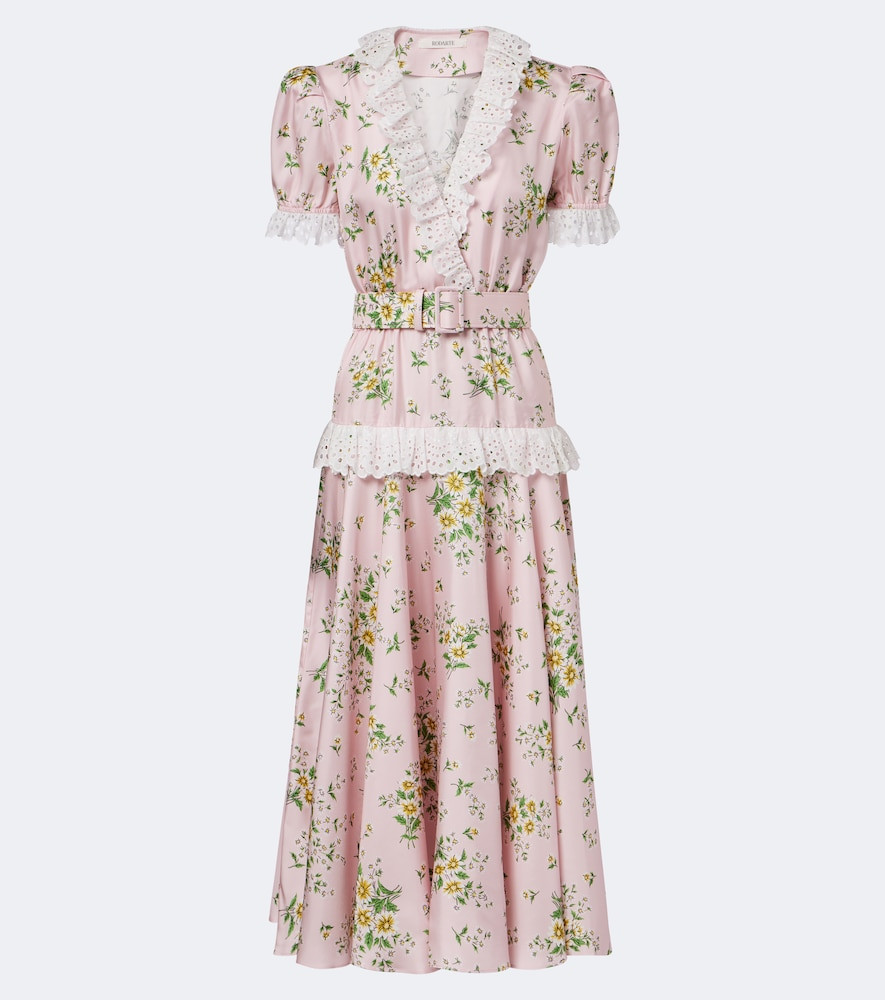 Rodarte Belted floral silk twill midi dress | Mytheresa (UK)