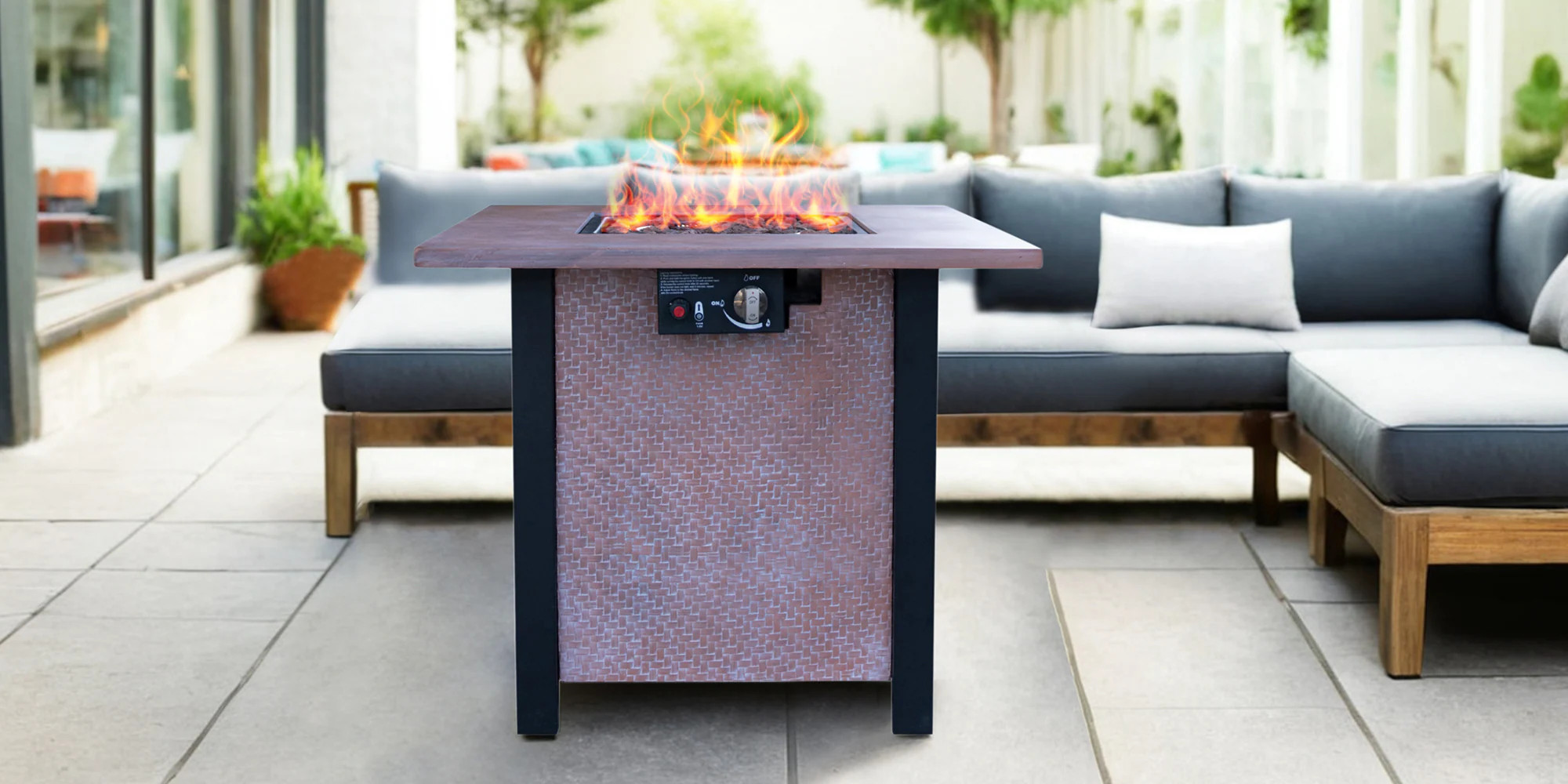 Tatayosi 25 H Inches Outdoor Patio Propane Gas Fire Pit Table - 50000 BTU High-temperature-resistant carving process for environmentally friendly | Lowe's