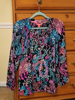 AUTH LILLY PULITZER ELSA TOP -Onyx Twilight Coral Large  | eBay | eBay US