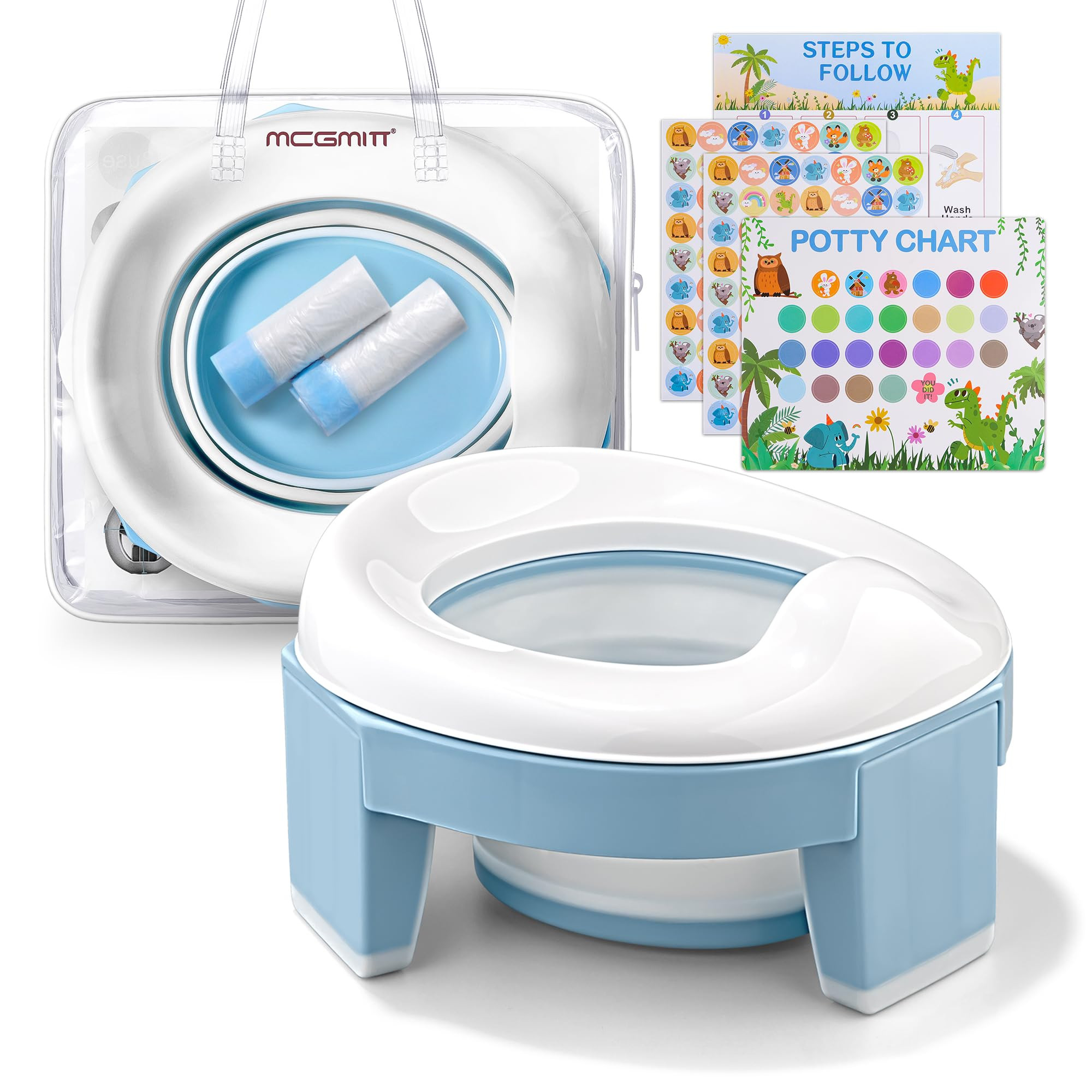 MCGMITT Potty Training Toilet Seat for Toddlers Boys Girls, Portable Baby Toilet Folding Kids Pot... | Amazon (US)