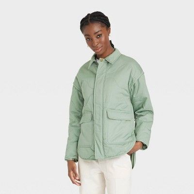 Women's Oversized Quilted Jacket - Universal Thread™ Green | Target