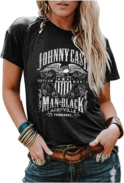 Women's Country Music Shirt Vintage Letters Graphic Music City Tshirt Tops Music Lovers Summer Va... | Amazon (US)