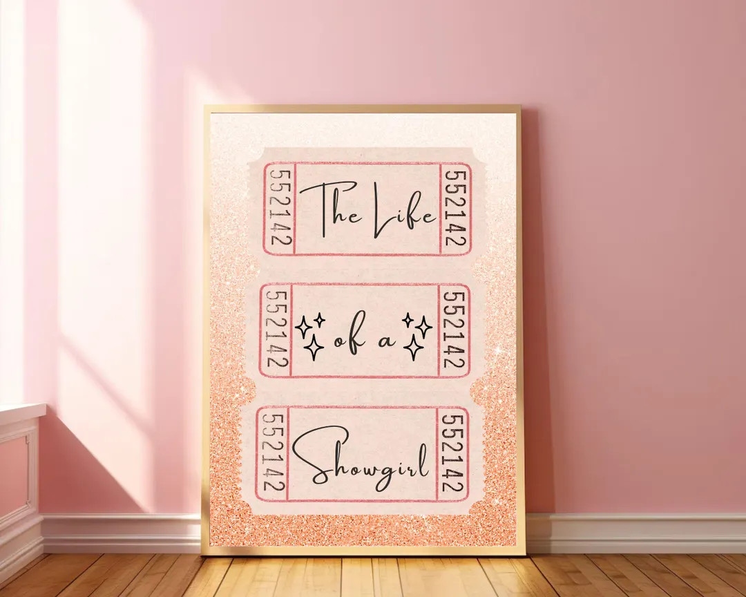 The Life of a Showgirl Ticket Stub Digital Poster Glam Movie Ticket Printable Wall Art Preppy Col... | Etsy (US)