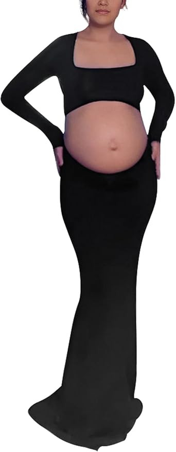 Bhome Maternity Photoshoot Dress Long Sleeve Sexy Cut-Out Backless Maternity Maxi Gown Photograph... | Amazon (US)