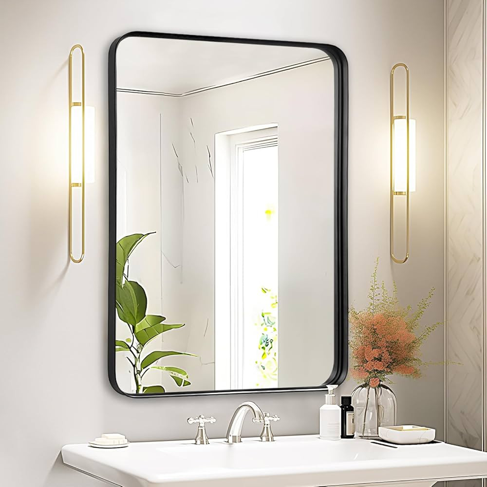 Wall Mirror Bathroom Black Framed - 30x22 Inch Rectangle Matte Frame Over Sink Mirror, Rectangula... | Amazon (US)