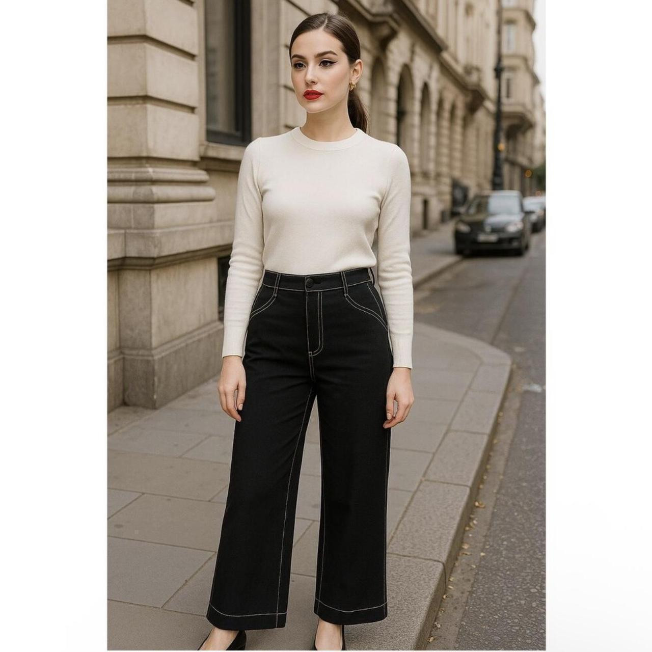 Joie Women's Wide leg Pants - Black - 10 | Depop US