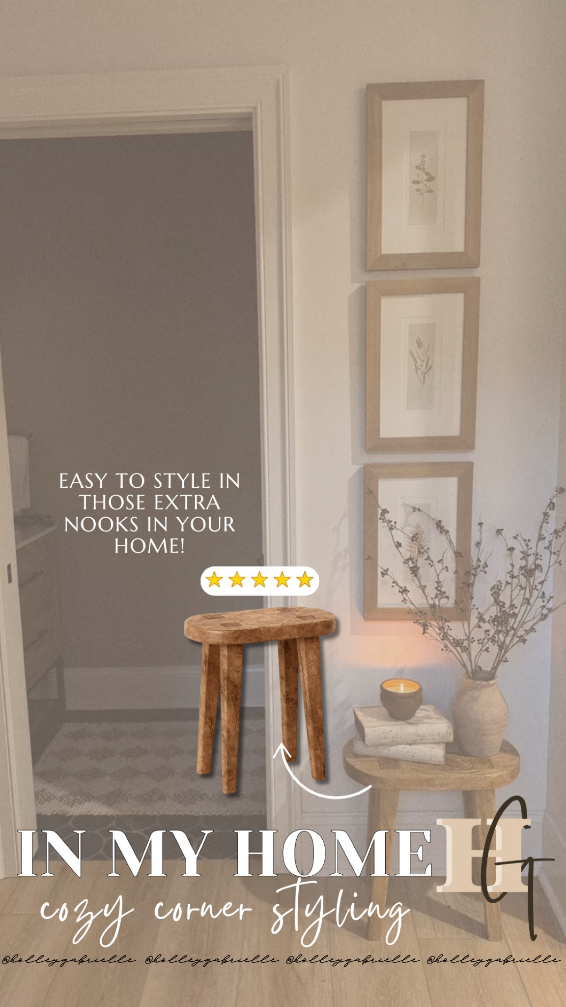 Cozy corner 🤎✨🍂 switching the candle out for a lil timer light b/c - 2 large dogs 🤣 but some inspo! Love it so much!!! 

Frames are super old from Target as well as the florals! But you could recreate this look w/ something similar for sure! 

Cozy corner / simple fall decor / fall decor / stool / gallery wall / Home decor / target / fall / Holley Gabrielle / florals / neutrals 

#LTKHome #LTKSeasonal #LTKStyleTip