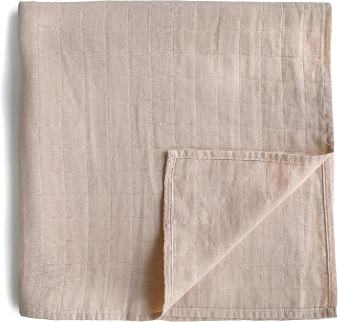 mushie Muslin Baby Swaddle Blanket | 100% Organic Cotton (Blush) | Amazon (US)