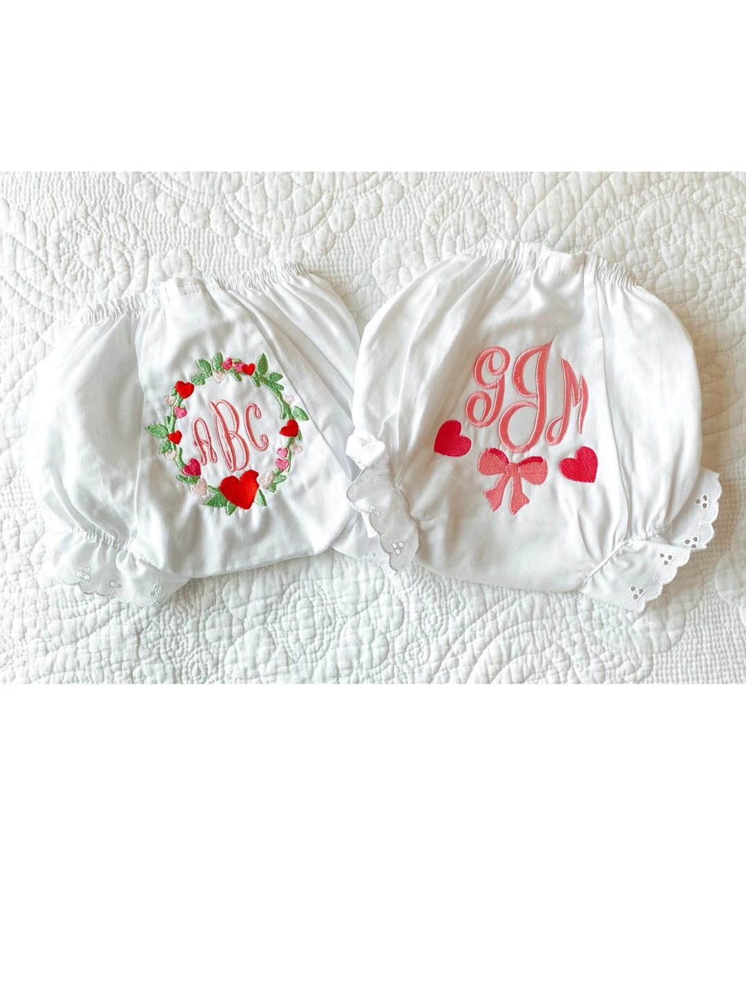Valentines Day, Baby, Infant, Toddler, Sizes 1-6, Monogrammed, Personalized Heart Bloomers, Diape... | Etsy (US)