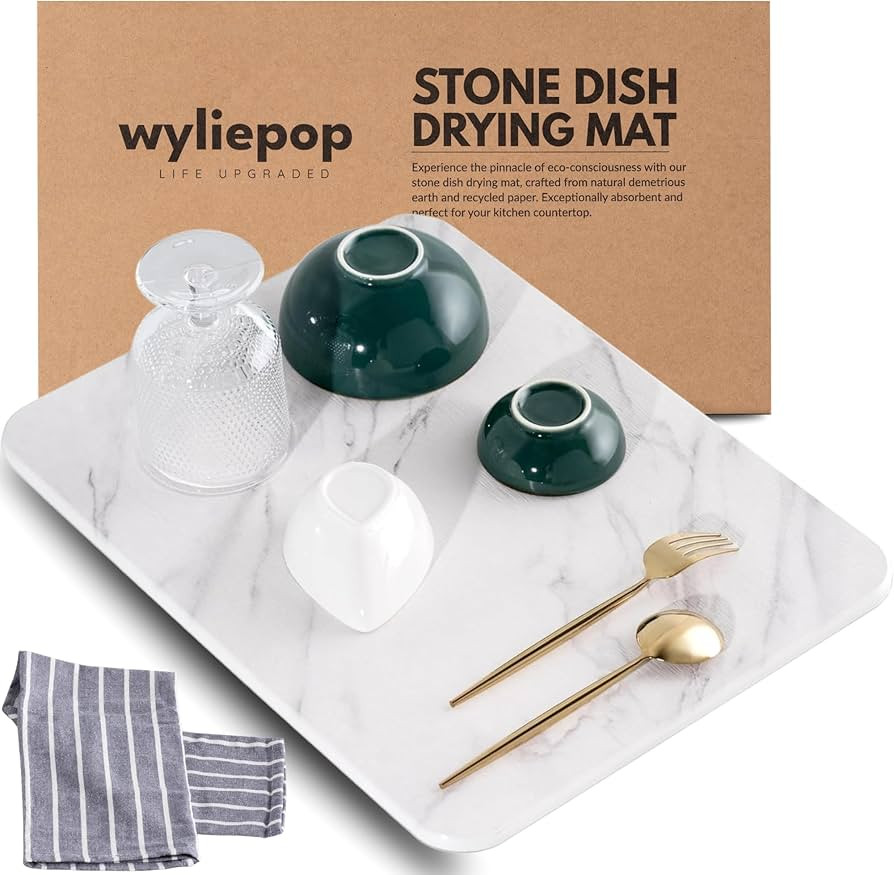 Modern Stone Dish Drying Mat - Quick Drying Diatomaceous Earth Dish Matt for Dishes, Glassware & ... | Amazon (US)