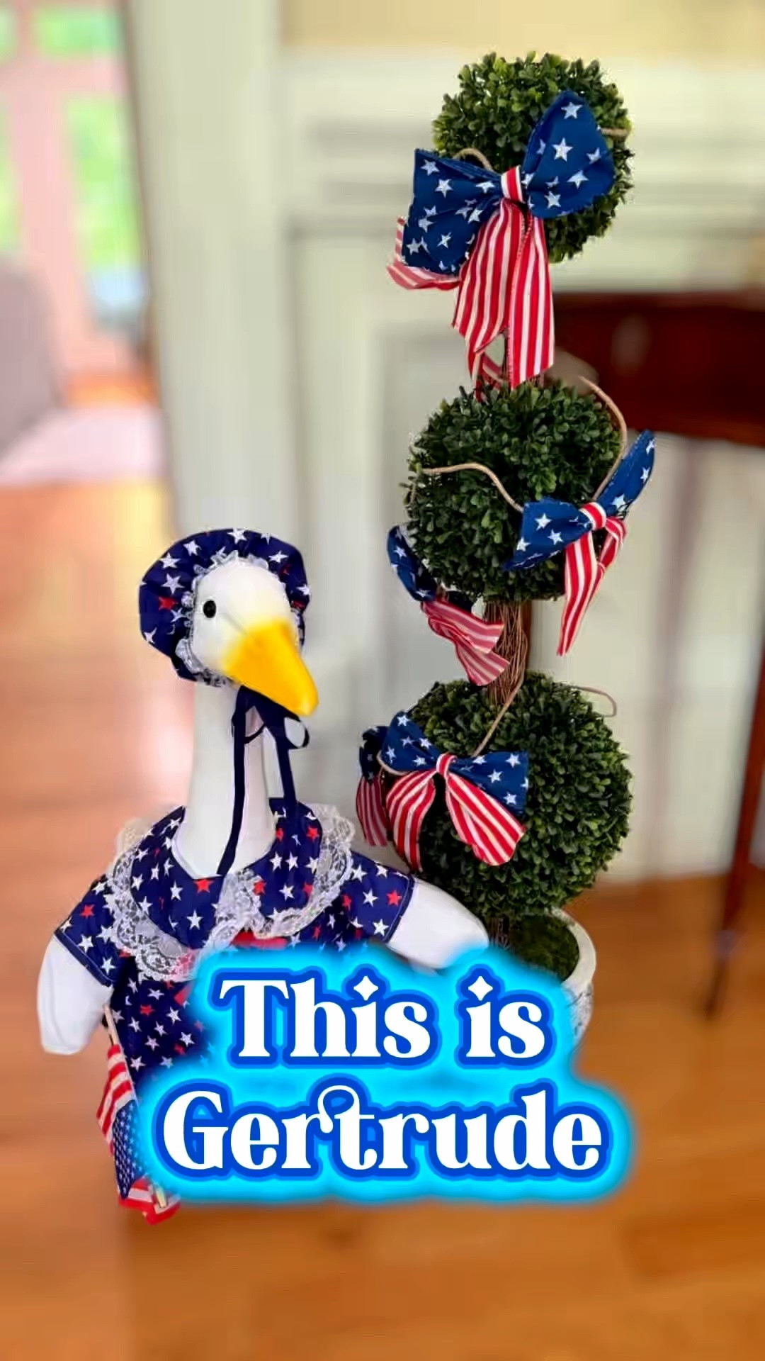 Patriotic Goose Decor & Grandmillennial Summer Touches 🇺🇸🪿🎀

My patriotic goose is officially dressed for summer 🇺🇸🪿✨ Added the sweetest star-spangled outfit, Americana bows, and grandmillennial decor touches to this little corner of the house. The chinoiserie planter, faux topiary, and patriotic ribbon details make everything feel extra festive for Memorial Day and the 4th of July ❤️💙🤍

Linking the goose outfit, patriotic bows, faux topiary trees, and decor pieces I used to create this fun Americana setup!

patriotic decor, patriotic goose outfit, grandmillennial decor, Americana home decor, 4th of July decorations, chinoiserie decor, faux topiary, summer home styling, patriotic bows, preppy home decor, festive holiday decor, Walmart home finds, Amazon home finds 🇺🇸

#LTKmomlife #LTKHome #LTKSeasonal