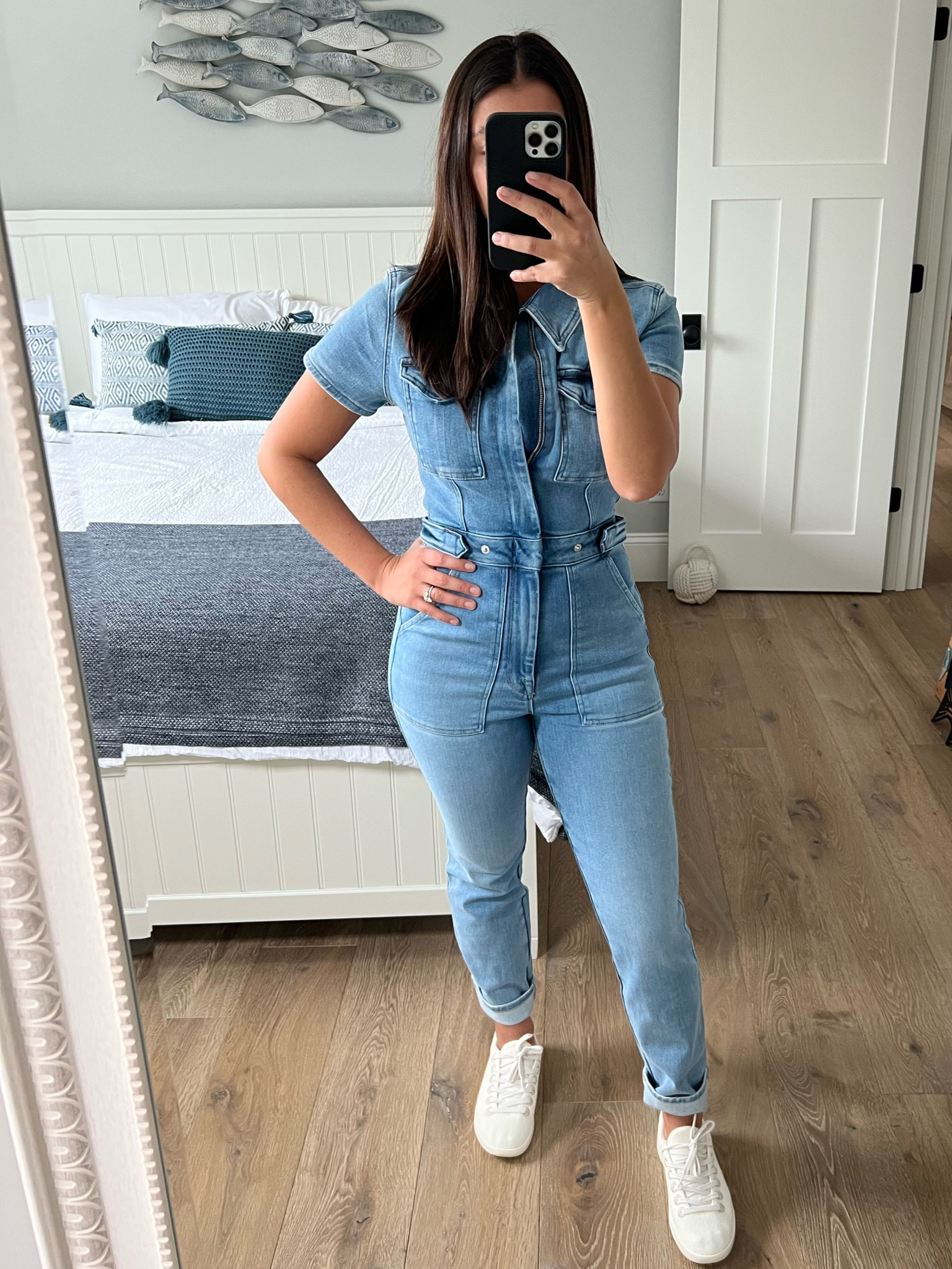 Comfiest stretchiest jumpsuit ever! 

Wearing a size 1

& the best sneakers in the game- so comfy and warm TTS