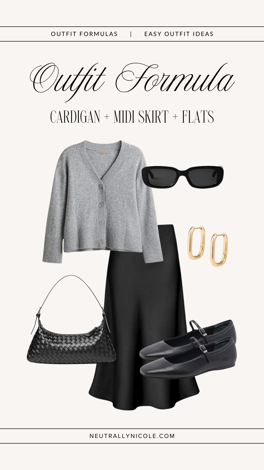 Outfit formulas for easy everyday outfits ft capsule wardrobe staples | work outfits, business casual workwear, office outfit, spring outfit, brunch outfit, cardigan outfit, midi skirt outfit, ballet flats outfit, neutral outfit, neutral style, amazon fashion // Neutrally Nicole, @neutrallynicole, neutrallynicole.com 

 #LTKootd #LTKSaleAlert #LTKWorkwear