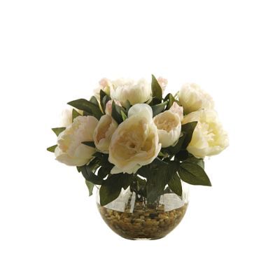 Cream Peonies in Glass Bowl | Frontgate | Frontgate